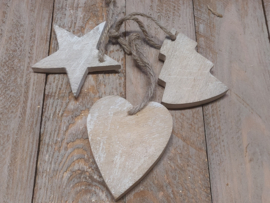 Houten kersthangers 3 stuks (K23)