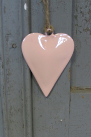 Hartje metaal roze 7x5 cm