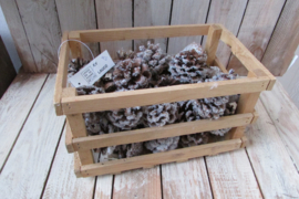 Kistje met dennenappels 16x24 cm