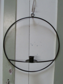 Frame-rond-zwart met kaarsenhouder 30 cm