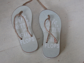 Slippers  "life is better in flip flops" 11,5 cm zacht groen