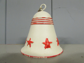 Tafelbel creme met rode sterren 6 cm (nr14)