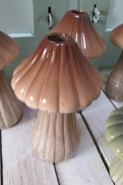 Paddenstoel vaasje naturel met ribbel