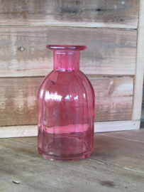 Vaasje van glas, roze 14 cm