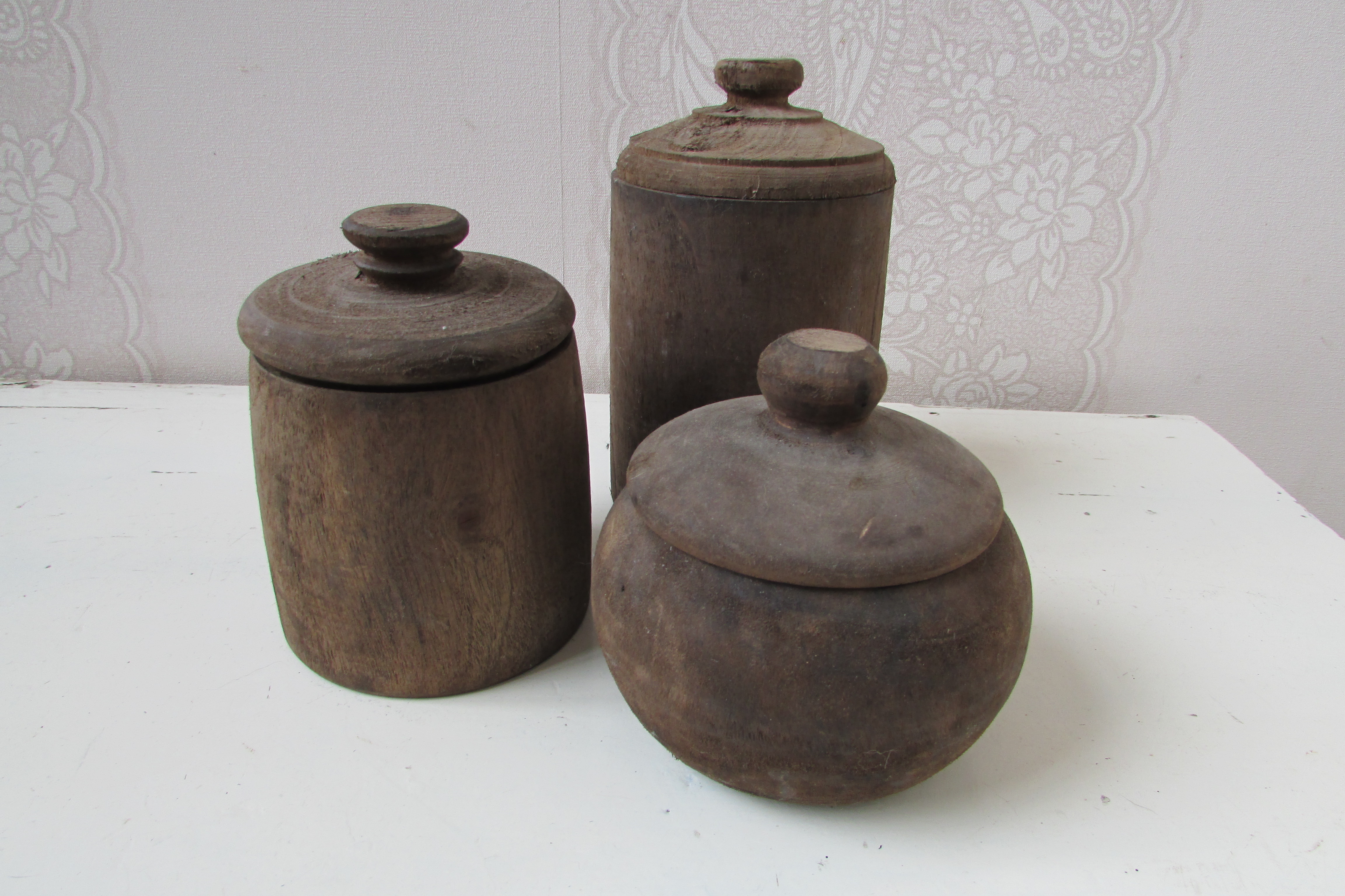 3 Houten potten