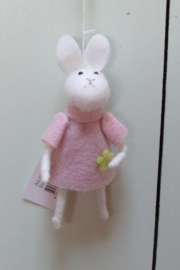 Haasje vilt met gele bloem 14 cm