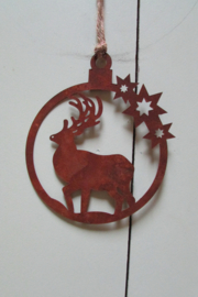 Kerstbal rusty rendier met sterren