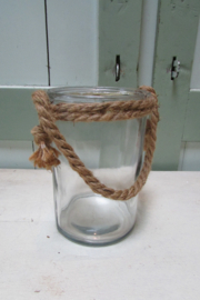 Windlicht/vaasje glas 15 cm