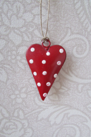 Hartje metaal rood/wit 7x4,5 cm