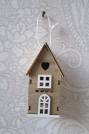Kerst huisje mini 7 cm naturel(nr46)