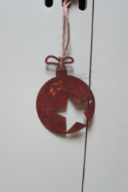 Kerstbal rusty met ster 8x10cm