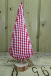 Kerstboom rood/wit geruit  16 cm