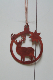 Kerstbal rusty rendier met ster