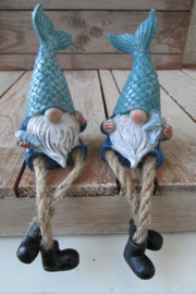 Gnoom met bungelbenen blauw 10 cm