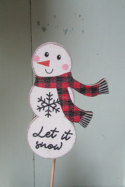 Sneeuwpop op steker 10x6,5 cm