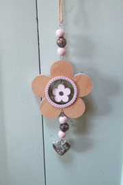 Bloem roze/naturel 30x9 cm (W49)