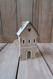 Huisje van hout 9,5x4,5x3,5cm (W5)