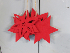 Vilten sterren 7,5 cm rood (nr17)