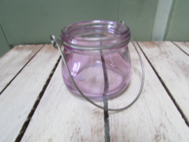 Sfeerlichtje glas, lila  6,5 cm