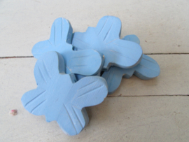 Vlinder 4 stuks l.blauw 6 cm