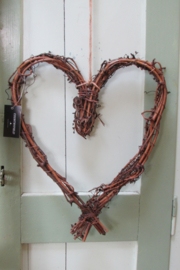 Hart open van twijgen 35x25 cm