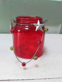 windlicht met kerstman 9 cm