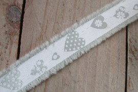 Lint met hartjes zacht groen 2 cm breed, per meter