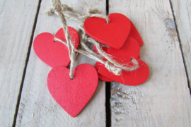 Hartjes 6 stuks rood 4 cm (130)
