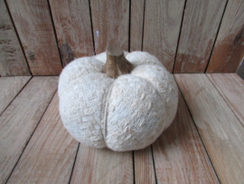 Pompoen van stof creme 15 cm