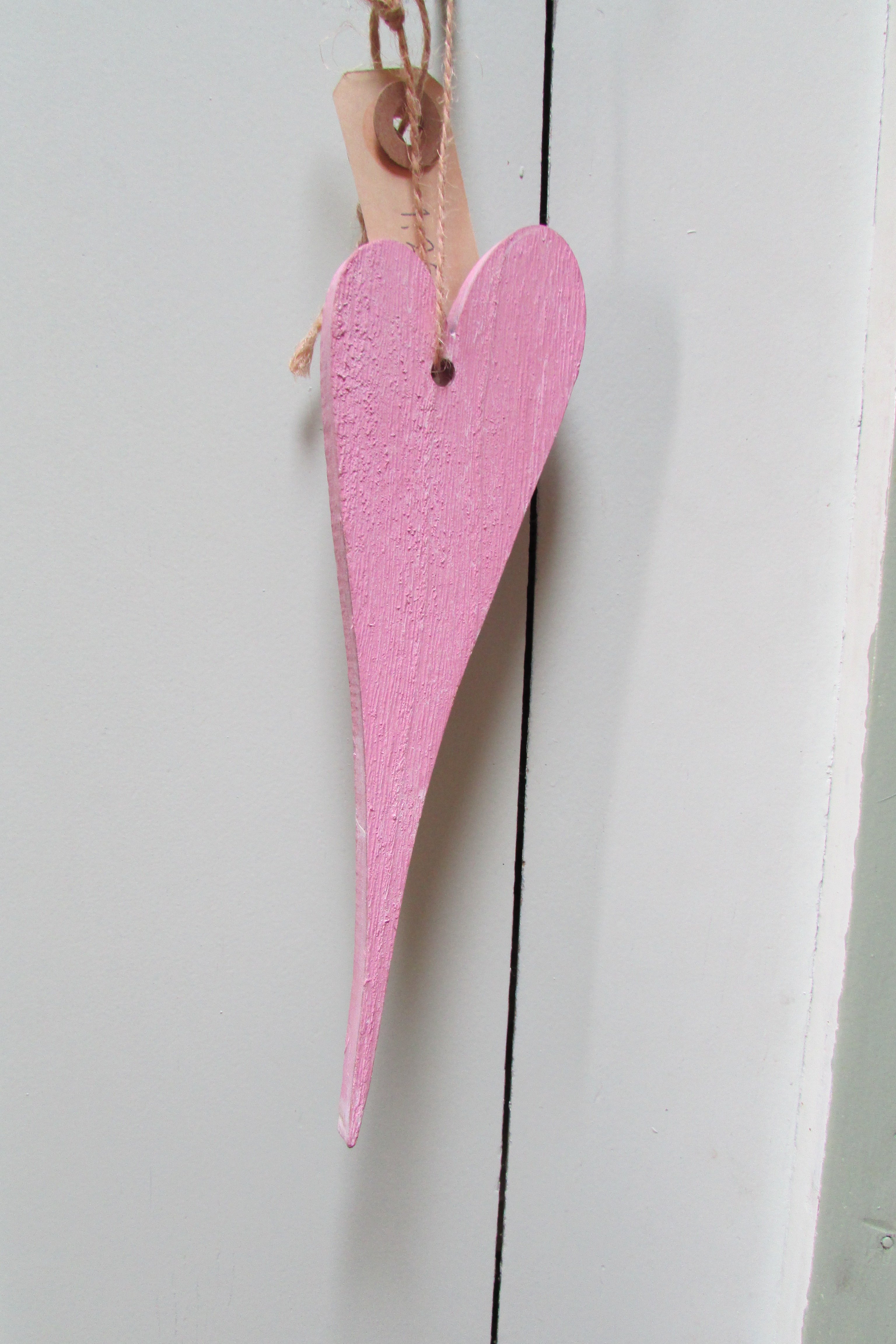 Hart roze 19 cm van hout