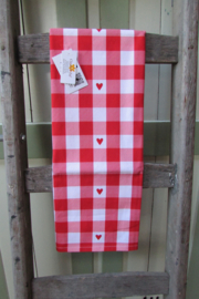 theedoek 50x70 cm hartjes rood Clayre & Eef