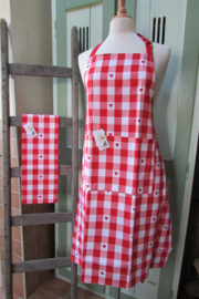 Keukenschort hartjes rood Clayre & Eef