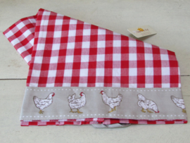 Theedoek Little Chicken rood van Clayre & Eef