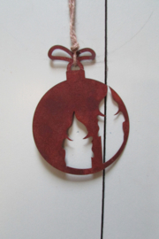 Kerstbal roest kaars 10 cm