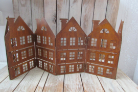 Huisjes roest 6 stuks aan elkaar  54x23 cm