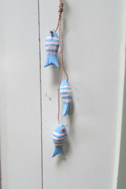 Visjes 3 aan een touw l.blauw/wit