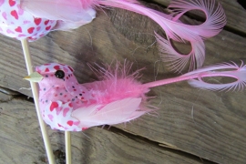 Bijsteker-vogel-roze 2 stuks