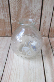 Glazen vaasje helder met decor (W150)