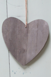 hart van hout grijs 15 cm van HBX