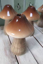 Paddenstoel vaasje naturel/bruin glad