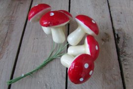 Paddenstoeltjes kunst 6 stuks 3 cm (D222)