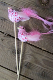 Bijsteker-vogel-roze 2 stuks