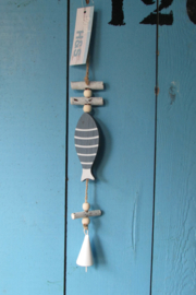 Vis met bel decoratie,  35 cm  blauw