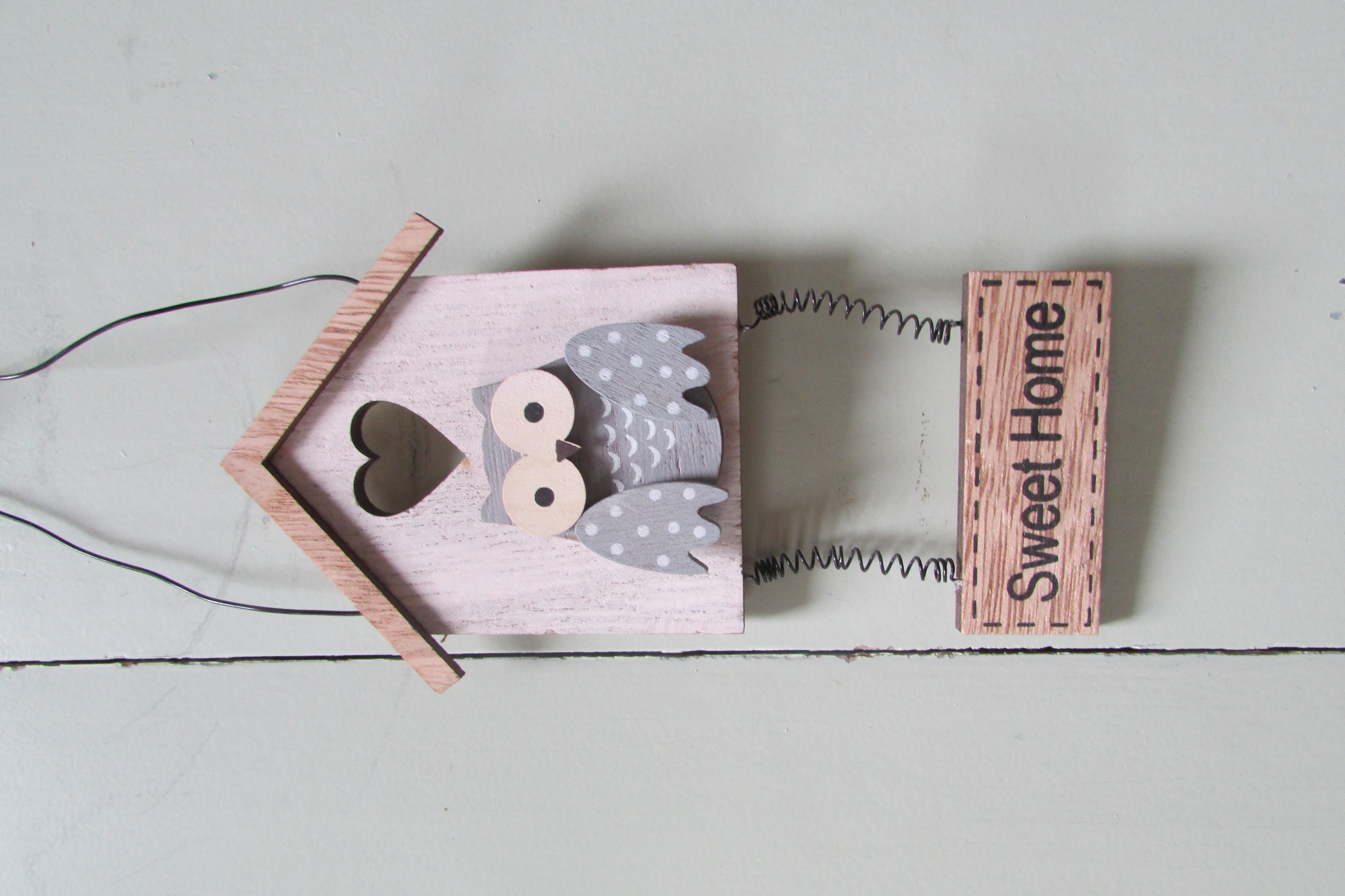 Vogelhuisje met uiltje 15x8,5 cm (D270)