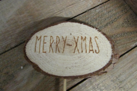 Naturel bordje MERRY XMAS (nr23) op steker