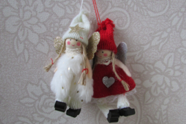 Engeltjes rood/wit 13 cm (nr56) 2 stuks