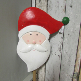 Kerstman van metaal plat, voor op een stok