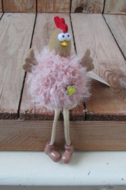 Kip met bungelbeentjes roze (S9)