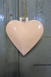 Hartje metaal roze 8 cm