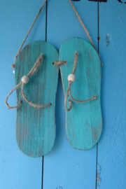 Slippers 23 cm turquoise/groen
